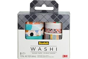 Scotch Washi Tape, Abstract Modern Design, 8 Rolls, Great for Bullet Journaling, Scrapbooking and DIY Décor (C1017-8-P19)