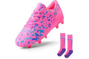 DREAM PAIRS Soccer Youth Groud Athletic Outdoor Trainning Football Shoes with Soccer Sock