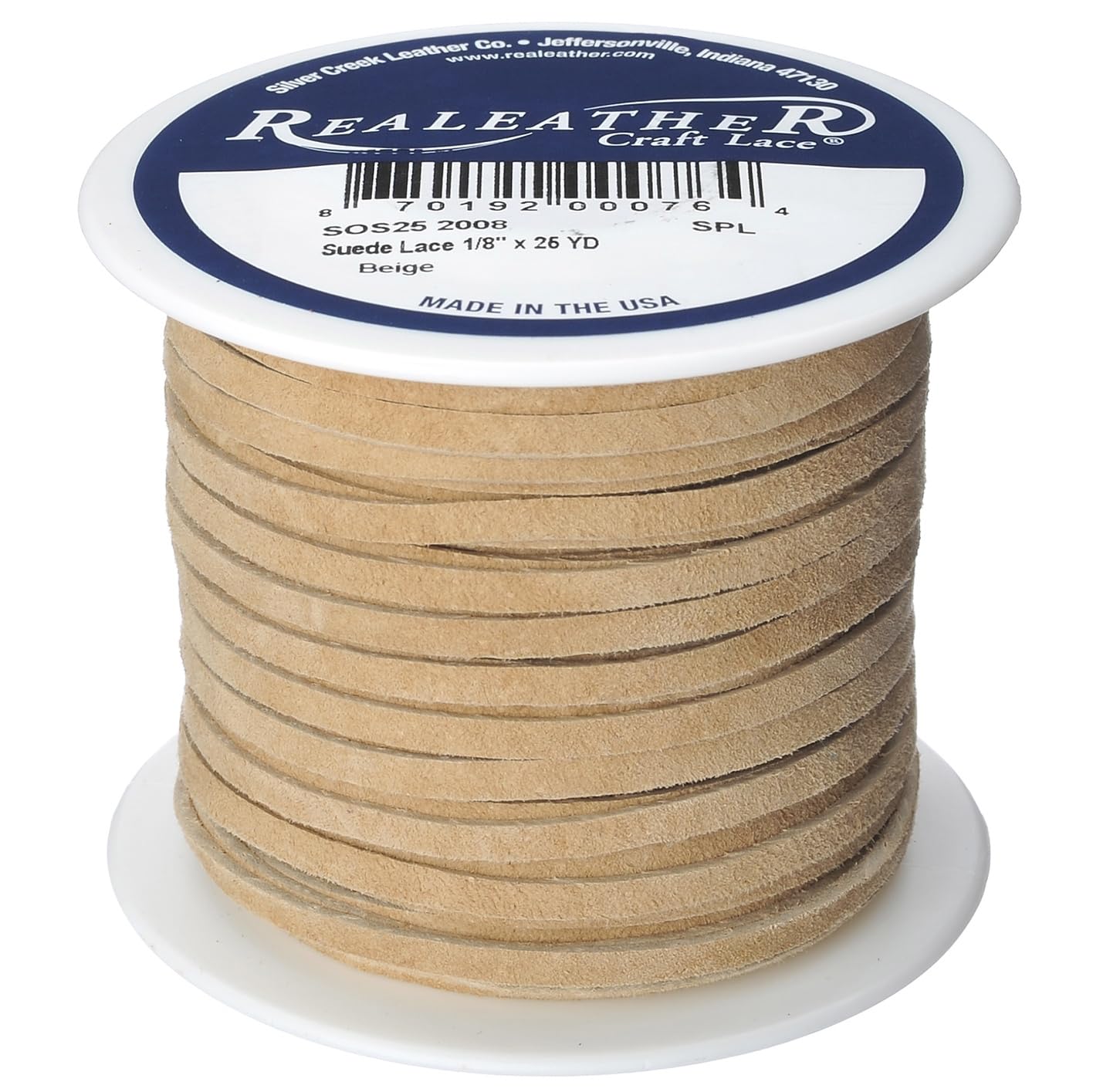 Realeather Crafts Leather Suede Lace Spool-Beige