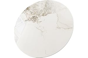 SSTBLEV Elegant White Round Sintered Stone Table Top, Ceramics Dining Tabletop, Replacement Cover Marble for Indoor/Outdoor Patio Table, Heat-Resistant and Scratch-Resistant Design, 35.4" x 0.43"