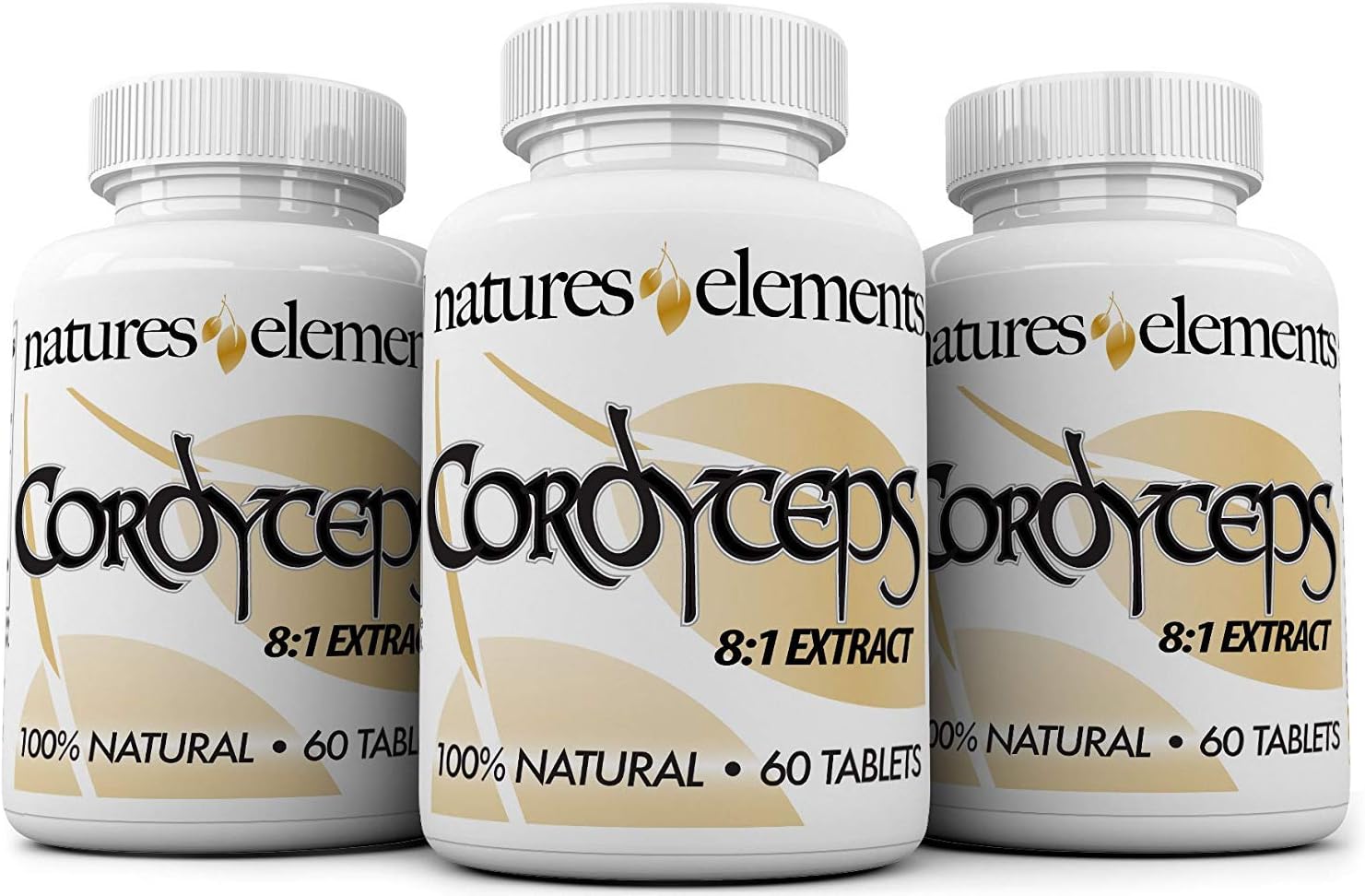 Natures Elements Cordyceps Mushroom – 8:1 Extract – 1000mg Per Serving – 3 Pack – Supports Immune, Respiratory & Kidney Health – 180 Tablets – Non-GMO, Gluten-Free