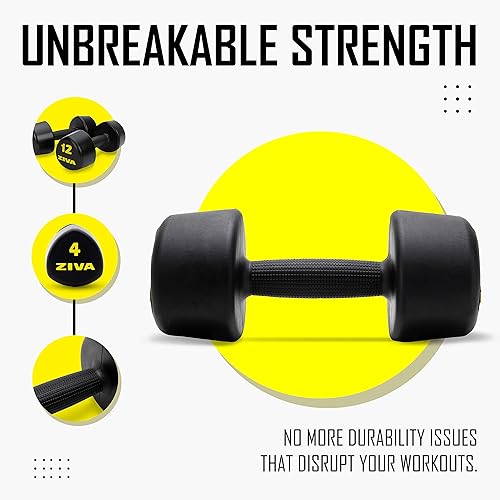 ZIVA Premium Rubber Steel Tribell Dumbbell Set Solid Steel Core