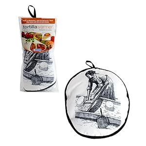 Tortilla Warmer 12" - Insulated Fabric Pouch by Camerons - Keeps warm for one hour after just 45 microwave seconds (Lady)