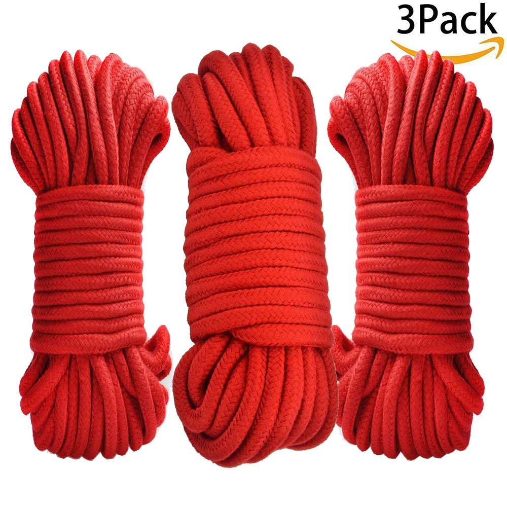 Moonight [Pack of 2/3/4] Long Soft Rope -32-Foot 10m,64-Foot 20m Soft Twisted Cotton Rope Utility Rope(2/3/4pcs, 10M/20M)