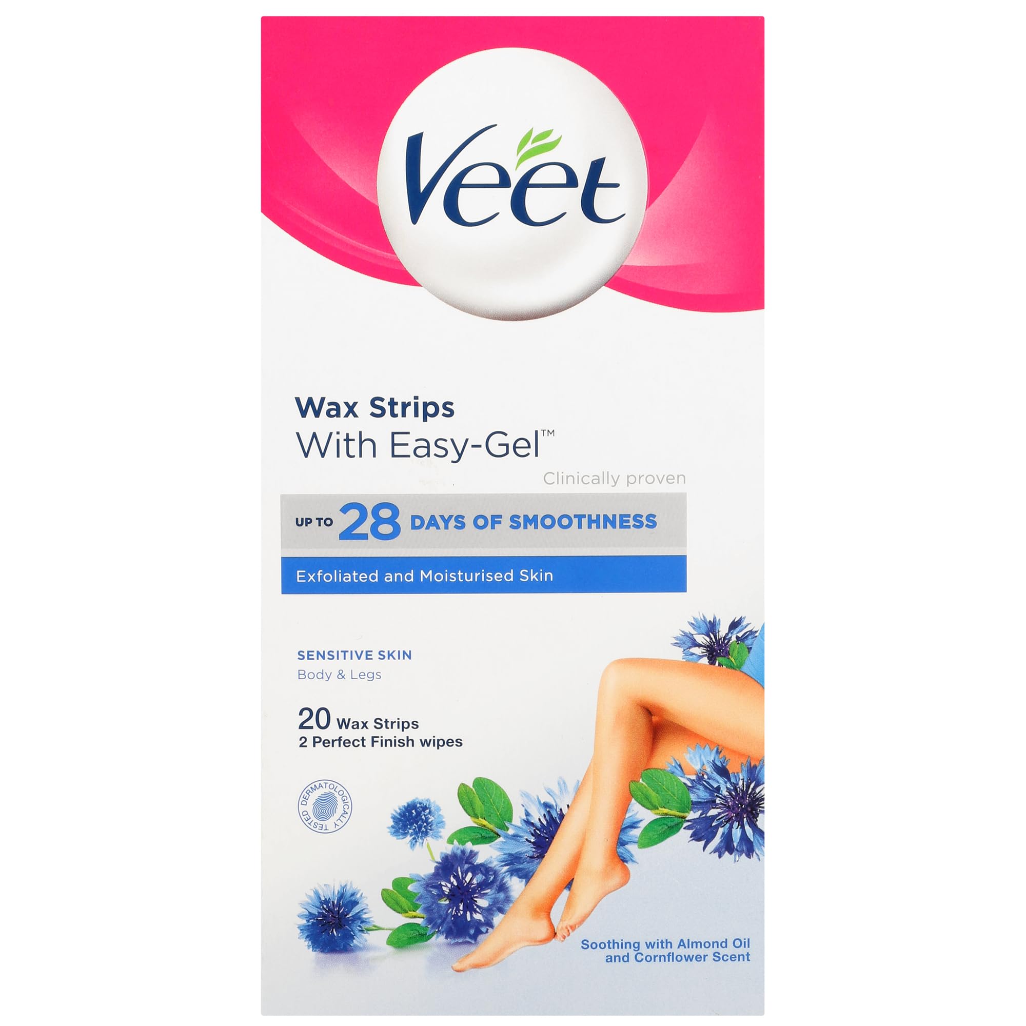 Veet Wax Strips with Easy Grip Sensitive Skin - 20 Wax Strips, VEET03