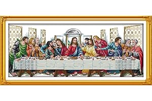 Joy Sunday Jesus Cross Stitch Kits 14CT Counted Full Range of Embroidery Starter Kit for Beginners Unprinted Pattern-The Last Supper