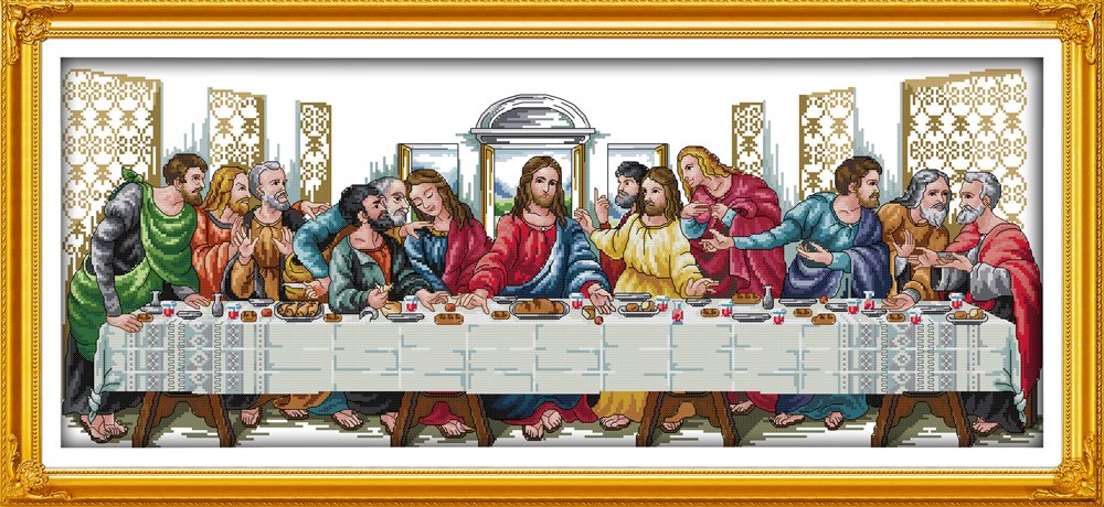 Cross Embroidery Kit 14ct Printed Fabric 77 x 35cm DIY Embroidery Simple Entrance Kit Pre - Printing Embroidery for Girls Crafts DMC Embroidery Items - The Last Supper