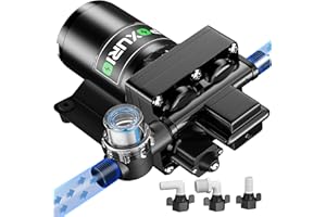 POXURIO 6GPM RV Water Pump, 70PSI 12V DC Fresh Water Pump, Self-Priming Diaphragm Water Pump with Pressure Switch and Filter for RV, Garden, Yacht, Camping