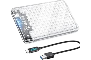 PHIXERO 2.5" Hard Drive Enclosure, 6Gbps USB 3.1 Gen 1 to SATA III Tool-Free SSD Hard Drive Enclosure for 2.5 inch 7mm/9.5mm SATA HDD & SSD [UASP Supported] Transparent