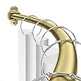 Mcrbeay Shower Curtain Rod Curved, Adjustable 48-85 inches Extra Wide Curved Shower Rods for Bathroom, Rust proof Shower Rod, Aluminum Curved Curtain Rod for Shower, Bathtub, Chrome Gold