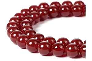 HAAMIIQII 60pcs 6mm Natural Red Agate Beads Round Loose Gemstone Beads for Jewelry Making DIY Bracelet Necklace