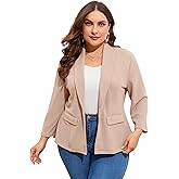 ShopWonder Women's Plus Size Casual Blazers Open Front Work Office Jackets Blazer with Pockets