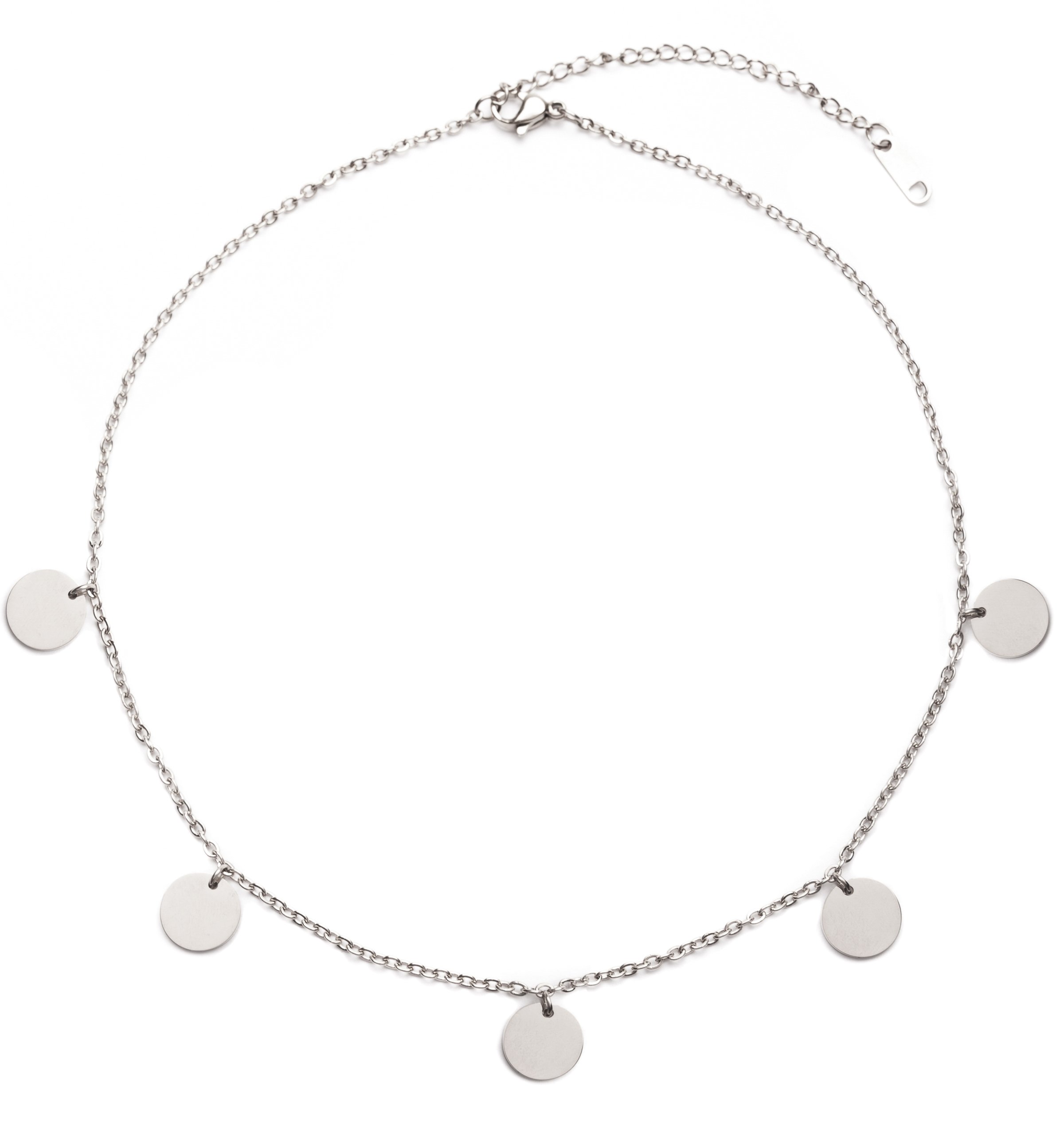 Happiness Boutique Women Circle Necklace Silver Colour | Necklace with Round Pendants Disc Charms in Geometric Design