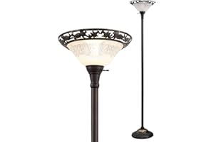 Luvkczc Victorian Floor Lamp, 70" Elegant Standing Lamp with Etched Glass Shade, Metal Body & Heavy Base, Vintage Tall Corner Lamp for Bedroom, Living Room, Den, Office. No Bulbs (1 Head)