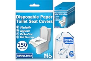 SONEAT Disposable Toilet Seat Covers Flushable XL 150 Pack – Adults & Kids Potty Training Travel Toilet Seat Cover – 100% Biodegradable Public Restroom Protection for Airplane, Camping, Festivals