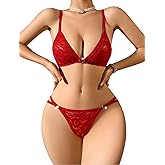 Avidlove Lingerie Set for Women Bra and Panty Set Halter Lace See Through Lingerie 2 Piece Set
