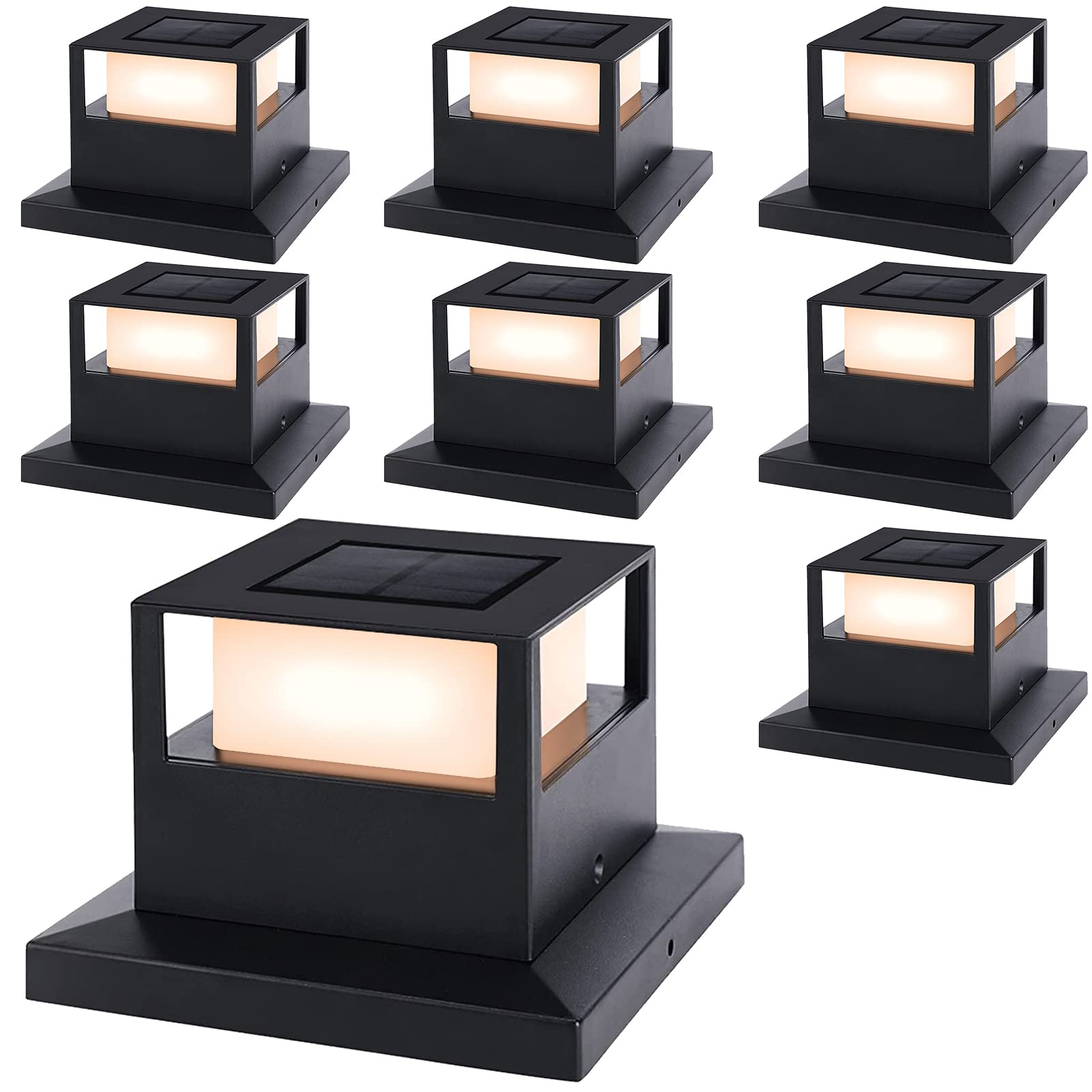 Photo 1 of Viewsun 8 Pack Solar Post Cap Lights, Outdoor Garden Solar Powered Fence Post Cap Lights with SMD LEDs Waterproof Light Decorative for Fence Deck or Patio Decor, Fits 4x4, 5x5 or 6x6 Wooden Posts