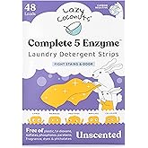 Lazy Coconuts Complete 5 Enzyme Laundry Detergent Strips - Unscented, 48 Loads - Sulfate Free Laundry Detergent With Solid And Liquid Enzymes - Fights Natural Stains and Odor