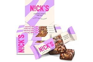 N!CK'S NICK'S Almond Chocolate Snack Bar, Keto Nut Snack for Sports, Hiking & Outdoor Activities, 1G sugar, 3G net carbs, healthy snack, (pack of 12)