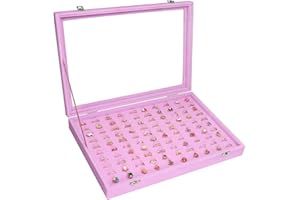 Vicoter Rings Organizer Tray 100 Slot Velvet Rings Earring Storage Box TranSparent Cover Jewelry Store Ring Display Box Jewelry Display Cabinet for Girl Wife Mother.