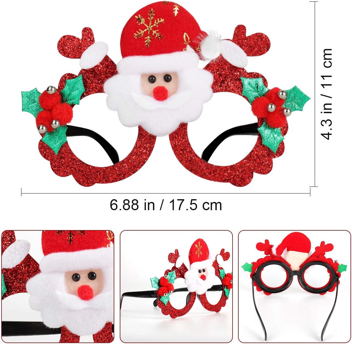 Toyvian 8Pcs Christmas Headbands and Glasses - Image 4