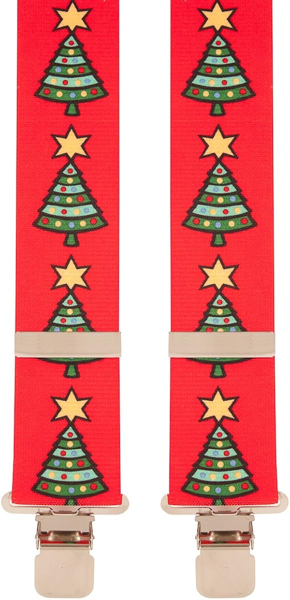 Christmas Red Xmas Tree Novelty Trouser Braces Mens Suspender Amazon