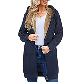 UMIPUBO Women's Zip Up Hoodies Tunic Casual Fleece Jackets Ladies Sweatshirts Fall Long sherpa lined Coats