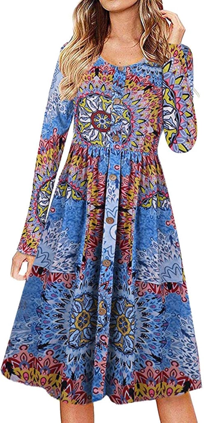 Midi Kleid Geknöpft