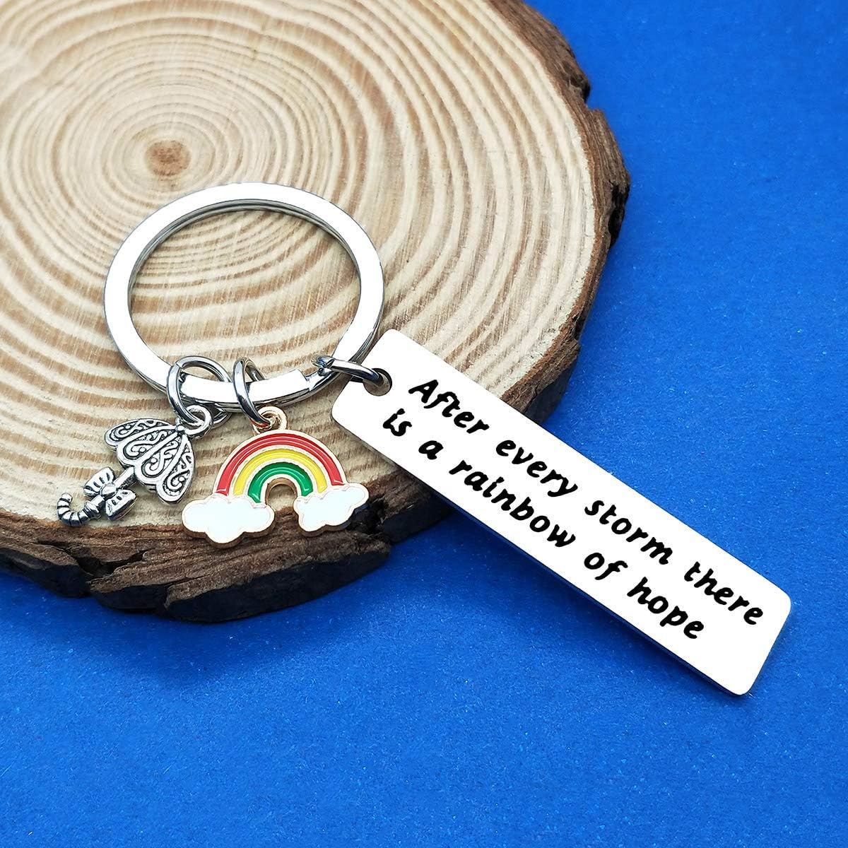 Inspirational Keyring Encouragement Gift After Every Storm There is A Rainbow of Hope Keychain Inspirational Gift for Women Birthday Graduation Gifts for Son Daughter Christmas Gifts for Best Friend - Image 5
