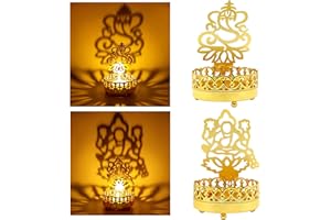 ALIKIKI Metal Ganesha Lakshmi Shadow Diyas – Diwali Tea Light Candle Holder Birthday Wedding Gifts for Indian Friends Man Woman Murti Puja Item Home Office Temple Mandir Pooja Altar Decor