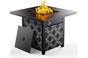 Ciays 32Inch Propane Fire Pit Table, 50,000 BTU Outdoor Gas Fire Pit Table CSA-Certified for Outside Patio with Removable Lid and Lava Rocks, Smoke-Free Burning, Parties, Backyard, Garden