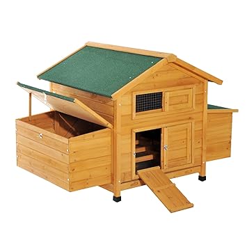 Pawhut Wooden Chicken Coop Pet Cage Hen Hutch Poultry Ark Run House With Nest Box