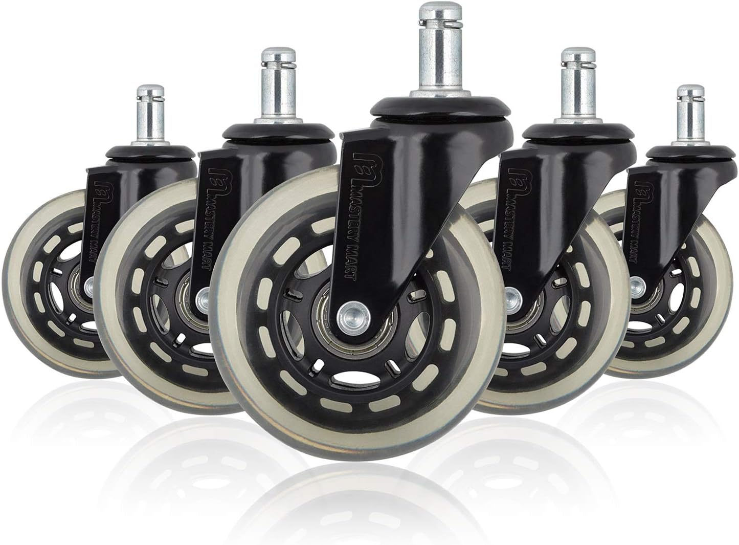 Mastery Mart Office Chair Wheels Replacement- 11x22mm Rubber Office Chair Castors, Smooth & Silent on Hardwood & Carpet