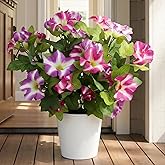 RETROSOHOO Artificial Flowers Plants for Outdoor, 2 Pcs Faux UV Resistant No Fade Floral for Home, Fake Petunias Flowers for Outside Porch Window Patio Garden Indoor Decor (Purple Red)