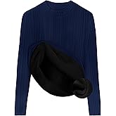 ZESICA Women's Fleece Sherpa Lined Tops Long Sleeve Mock Neck Knit Thermal Basic Shirts 2026 Fall Winter Clothes