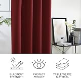 Deconovo Red Thermal Blackout Curtains 52x54 Eyelet Pair 2 Panels 100% Polyester view 7