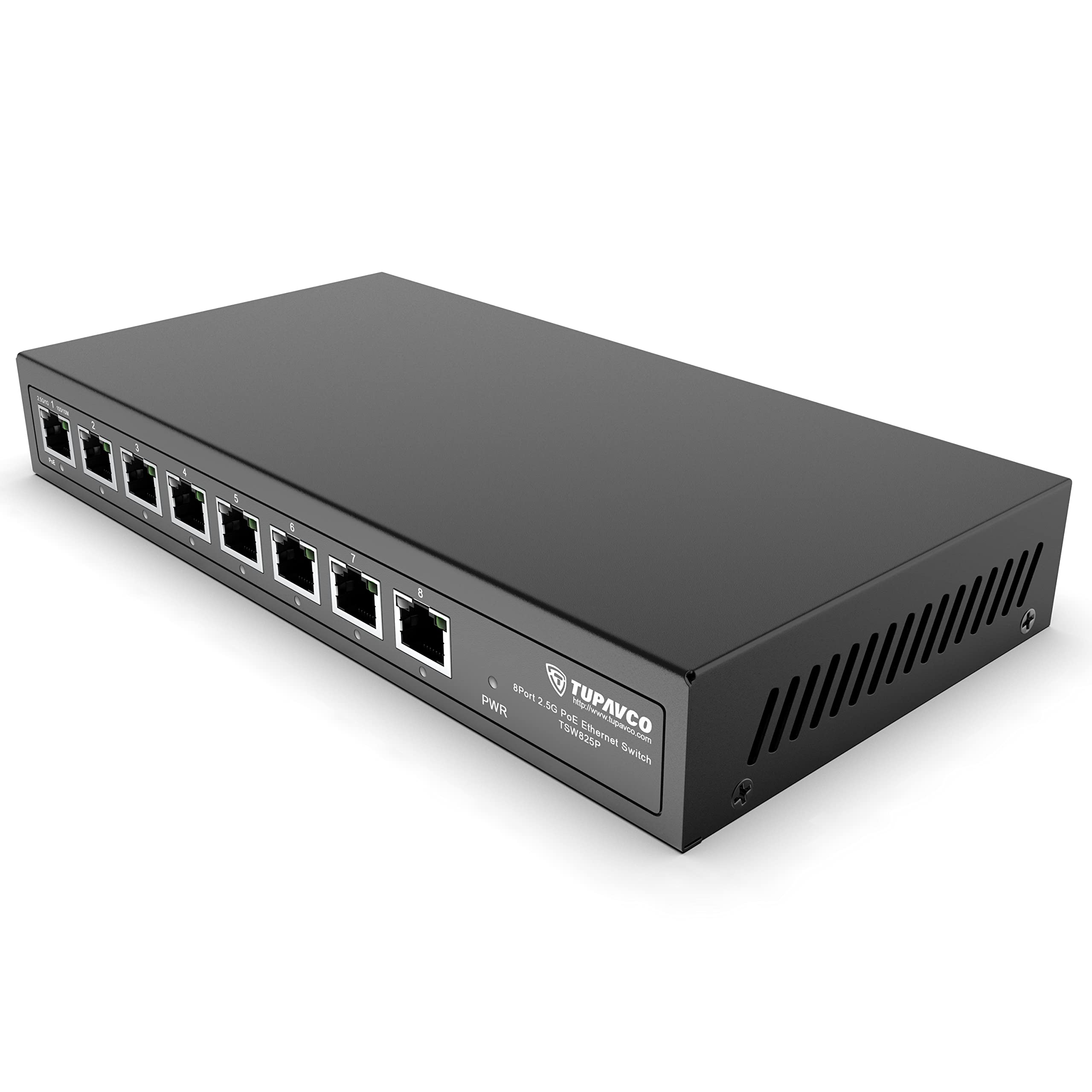 Photo 1 of 2.5GB Switch (8 Port) PoE++ for Ethernet Network - 1x90W (802.3bt) 7x30W (802.3at) Ports - High Speed 10M/100M/1G/2.5G Gigabit (802.3bz) - Unmanaged LAN Splitter - Tupavco TP1981