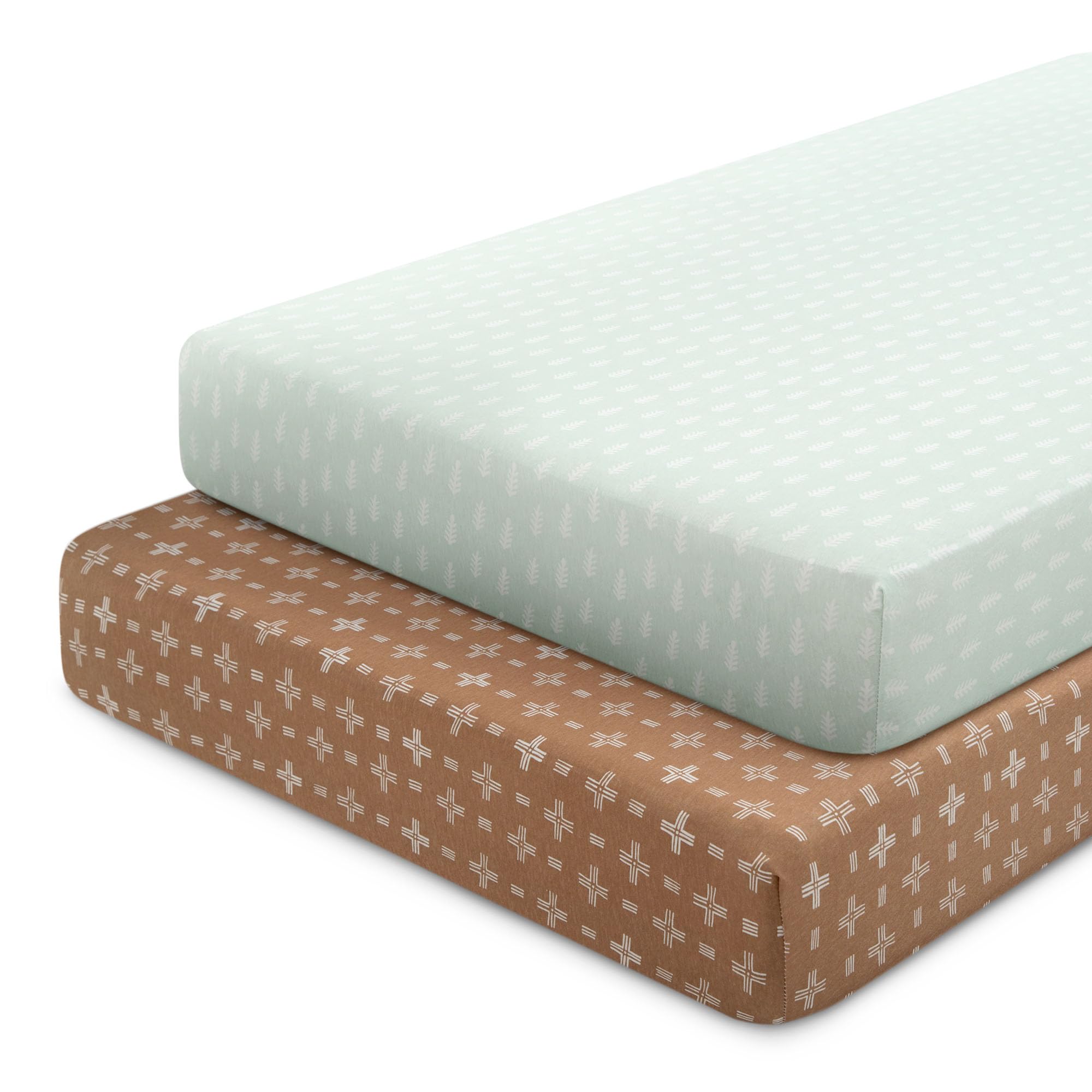 Photo 1 of Delta Children Fitted Crib Sheets for Girls and Boys - 100% Organic Cotton Crib Sheet for Standard Crib and Toddler Mattresses - 28x52 Inch - GOTS Certified (Pack of 2), Neutral Boho
