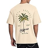 Mens Graphic T-Shirts Short Sleeve Palm Tree Print Summer Top Crewneck Cotton Casual California Tees for Men