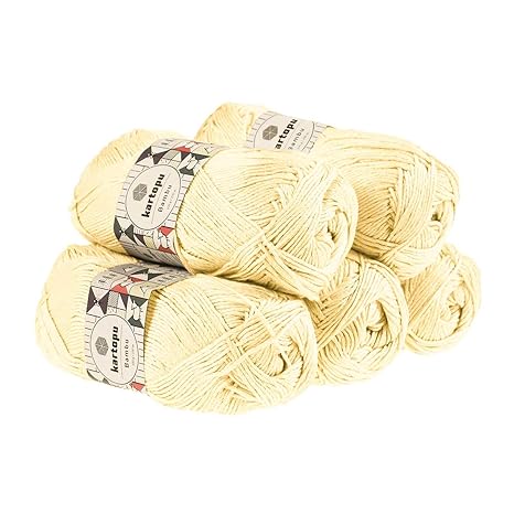 maDDma 5 x 100g Strickgarn Häkelgarn Kartopu Bambu leichtes Sommer Mischgarn, Farbwahl, Farbe:K156 pastellgelb