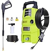 RunInMist Electric Pressure Washer, 1800PSI 1.6GPM Portable Power Washer with 20FT Hose & 35FT Power Cord, Two Nozzles, 0.4L 
