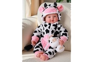 BABESIDE Baby Doll Girl - 17-Inch Soft Body Realistic Baby Doll with Blue Eyes and Cow Outfit Real Life Baby Dolls for 3 4 5 6 7 8 9 Years Girl Birthday Gifts, Pretend Play, Christmas & Collection