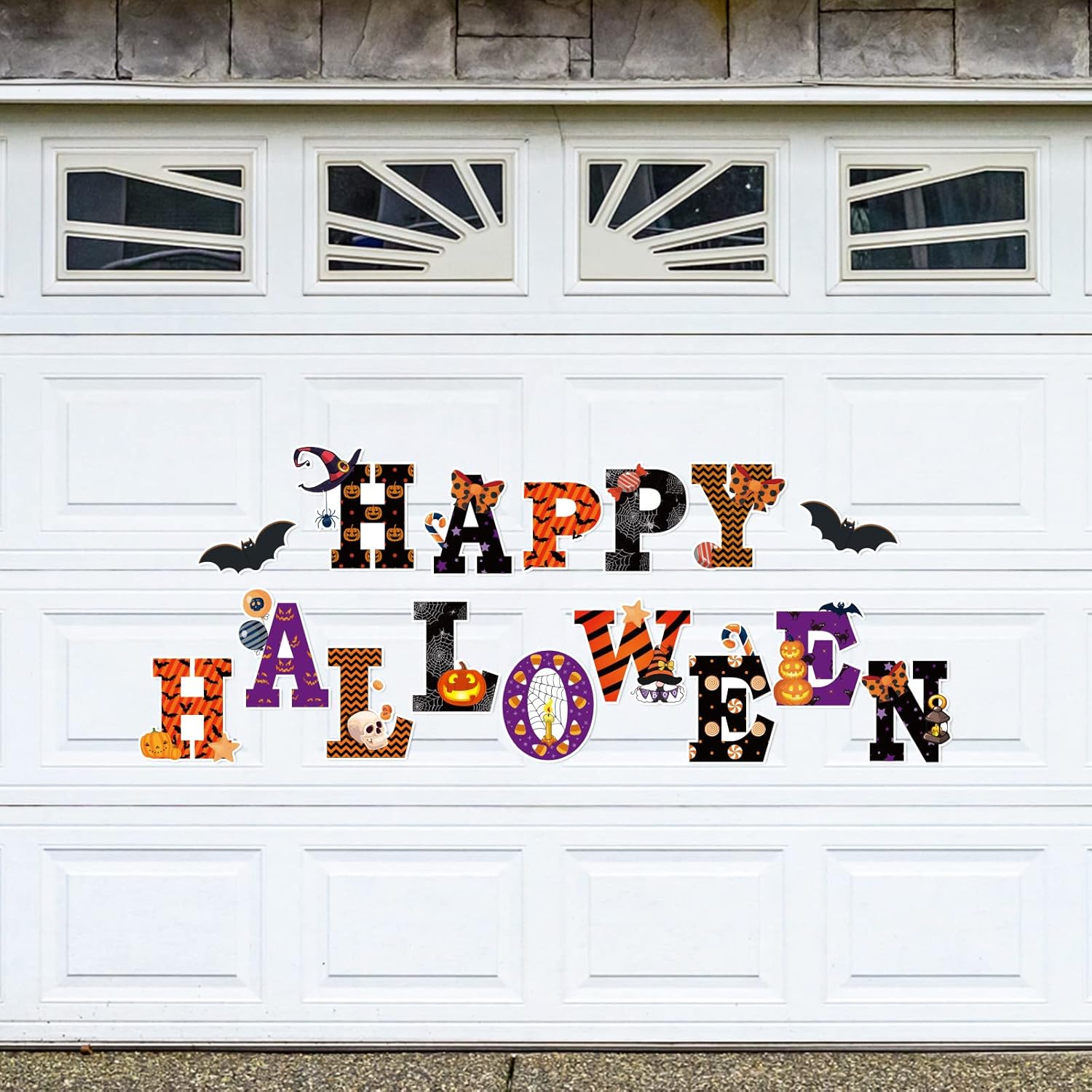Garage Door Decorations - Whaline Happy Halloween Garage Door Magnets Colorful Halloween Magnet Decoration Refrigerator Stickers Halloween Car Door Decals for Indoor Outdoor Home Decor Halloween Party Supplies, 16Pcs