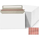 Cheardia 120 Pack Rigid Mailer with Self Adhesive Seal, 6.5 x 4.5 Inch Keep Flat Photo Document Mailers, Small Thick Cardboard Shipping Envelopes with Label for Photos, Document, White