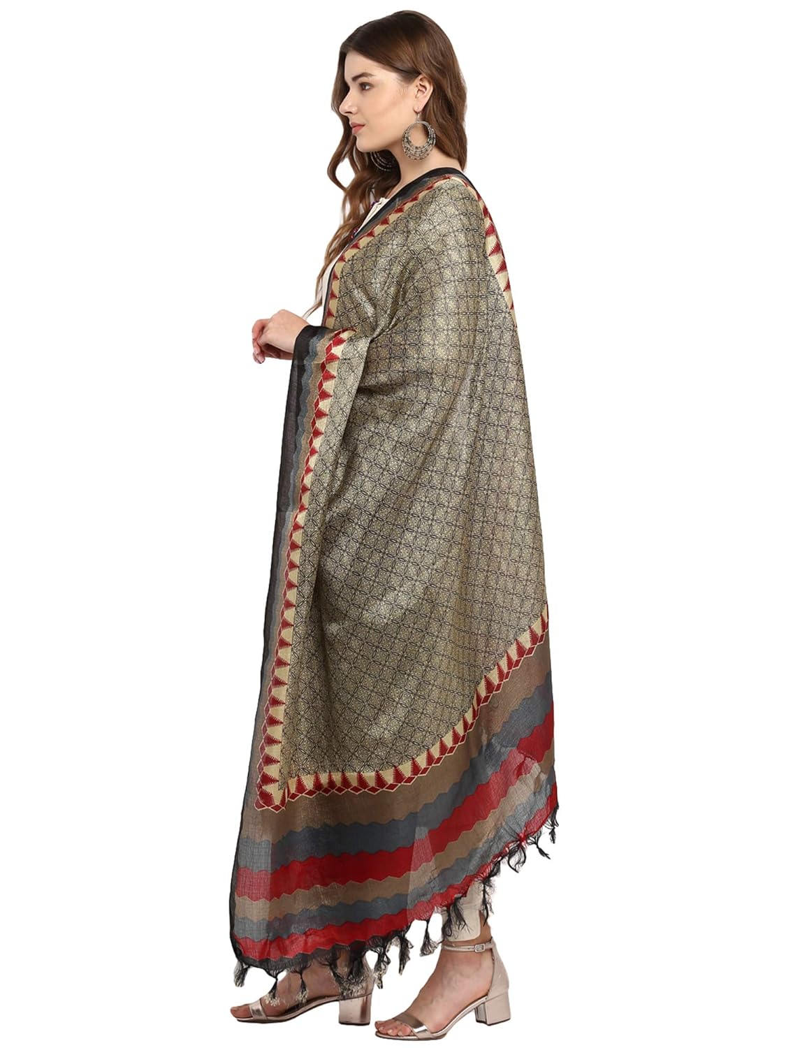 applecreation women's khadi silk dupatts with jhallar (freesize_multi-coloured_khdpt105a)