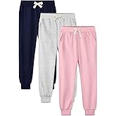HXP 3 Pack Girls Sweatpants Girls Joggers Soft Cotton Athletic Sweatpants Pants for Kids with Pocket Drawstring