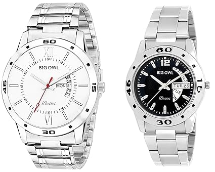 Bigowl Wrist Watch Couple Combo for Men and Women MEN01-WOMEN06