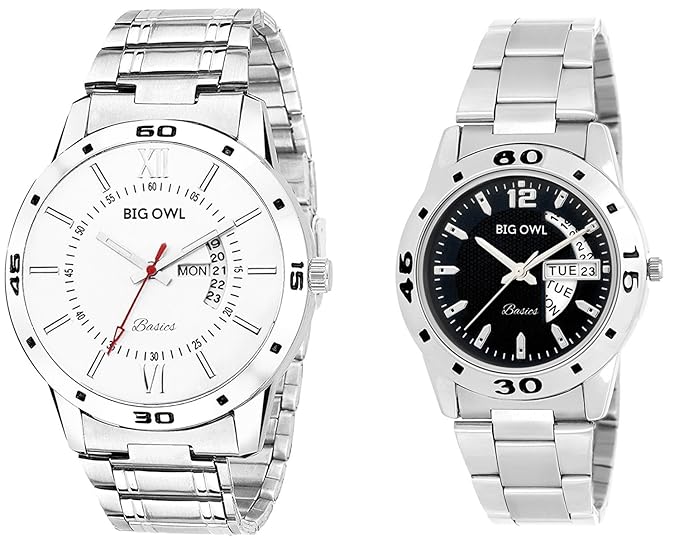 Bigowl Wrist Watch Couple Combo for Men and Women MEN01-WOMEN06