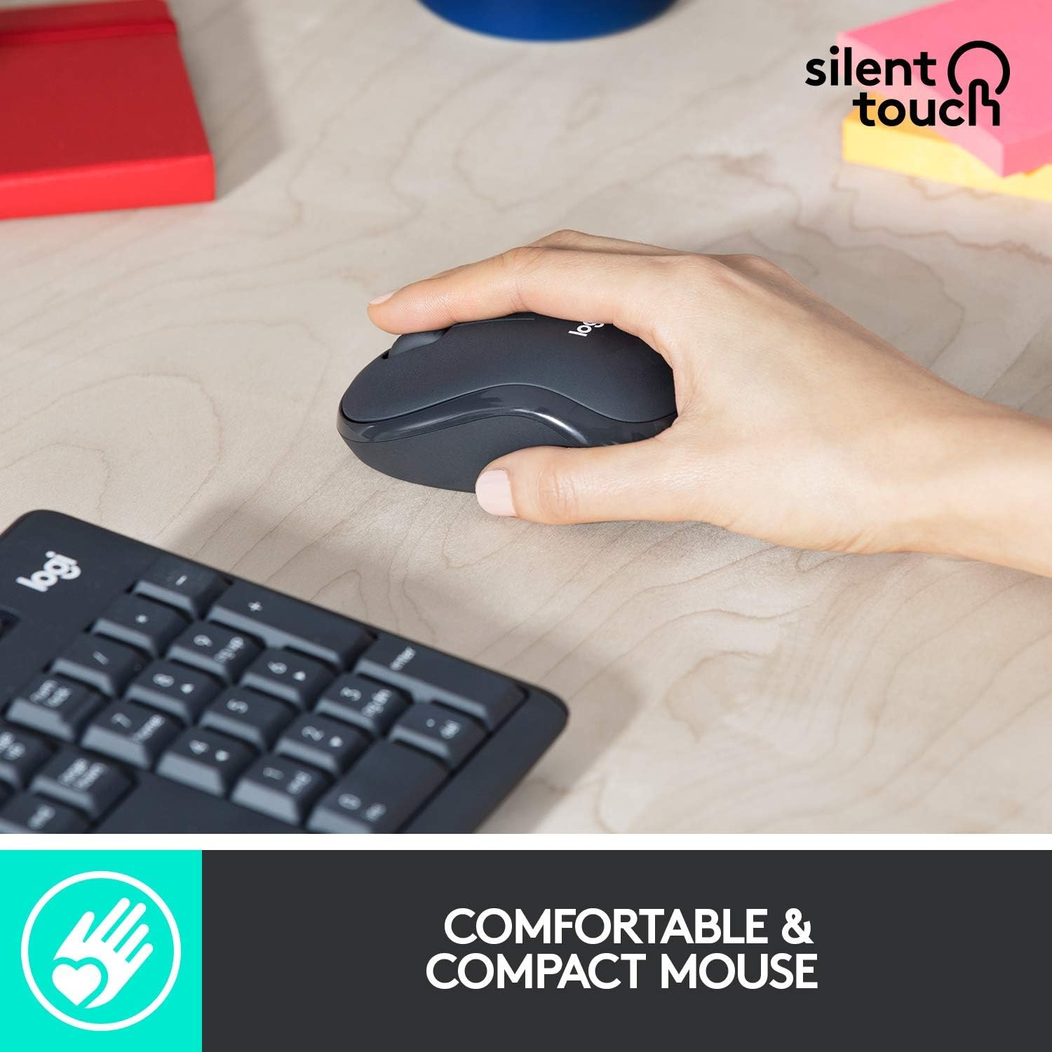 Logitech MK295 Wireless Mouse & Keyboard Combo with SilentTouch Technology, Full Numpad, Advanced Optical Tracking, Lag-Free Wireless, 90% Less Noise - Graphite: Computers & Accessories