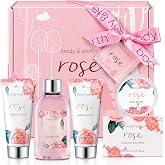 BODY &amp; EARTH Spa Gift Set for Women - Luxurious 5 Pcs Bath and Body Box, Rose Scent, Includes Body Wash, Body Butter, Body Lotion and More, Birthday Christmas Gifts for Mom Self Care Kit for Her
